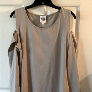 Diane Gilman Brand shoulder-less top, beige color, size medium.